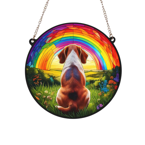 Beagle Rainbow Bridge Stained Glass Effect Suncatcher